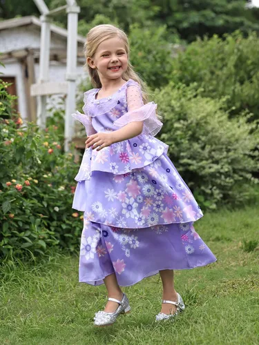 Vista 6 de HenzWorld Disfraz de Mirabel para niñas, vestido mágico de la familia IsabelaMadrigalPepa, disfraz de dibujos animados, traje de fiesta