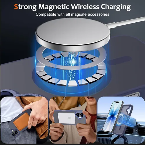 Vista 1354 de Anuck - Funda magnética para iPhone 11 compatible con MagSafe, carcasa trasera mate translúcida dura, borde de TPU, delgada, resistente a impactos