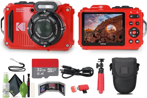 Vista 7 de KODAK PIXPRO WPZ2 - Cámara digital para vlogging con WiFi, resistente al agua, a prueba de golpes, a prueba de polvo, 16 MP (azul) con tarjeta
