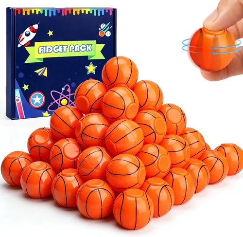 Vista 10 de Mini Baloncesto Fidget Spinner para niños y adultos, bola pequeña mano dedo Spinner recuerdos de fiesta bolsa de regalos deportiva caja del tesoro