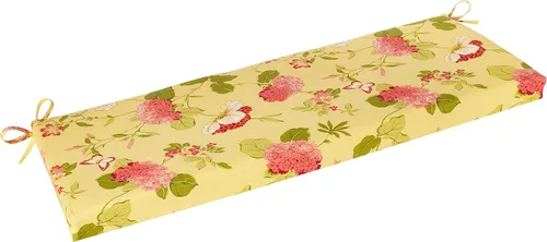 Vista 7 de Pillow Perfect Cojín de banco floral brillante para interiores y exteriores con lazos, 1 unidad, 18 x 45 pulgadas, azul/verde Copeland