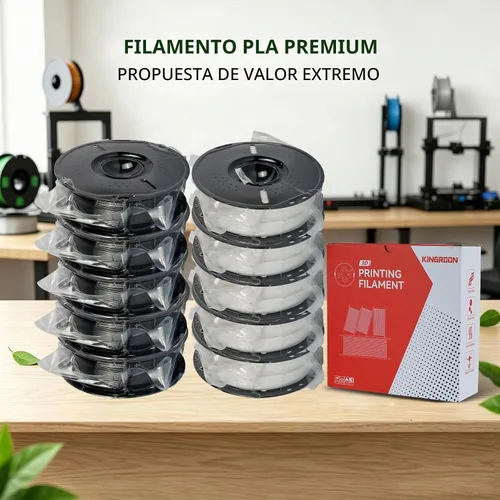 Vista 7 de Kingroon PLA - Filamento para impresora 3D, 10 carretes, precisión dimensional de +/- 0.02 mm, carrete de 10 kg (22 libras), 1.75 mm, 5 negro + 5
