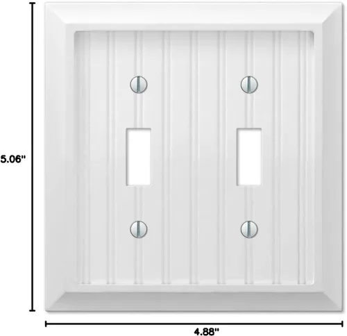 Vista 4 de Amerelle 279TTW - Placa de pared estilo cabaña, 2 palancas, madera compuesta, blanco, paquete de 1
