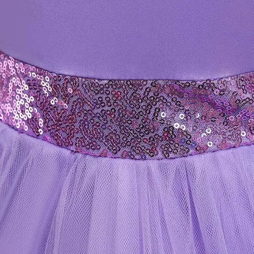 Vista 7 de Vestido de princesa para niñas para boda, fiesta de cumpleaños, vestido de tul alto bajo, vestido de baile de lentejuelas con tren