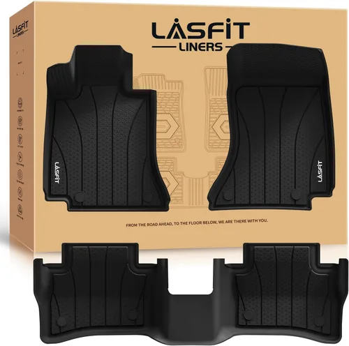 Vista 53 de LASFIT - Tapetes de suelo y maletero de auto, ajuste personalizado, de TPE, para todo tipo de clima, impermeable, juego completo, negros