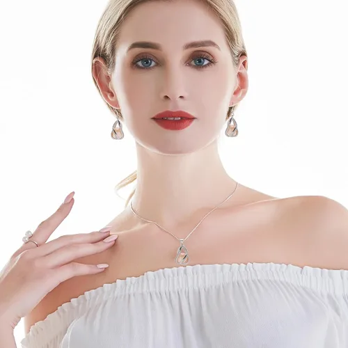 Vista 5 de Conjuntos de joyas de perlas de agua dulce 100% naturales para mujeres pendientes de moda y joyería colgante