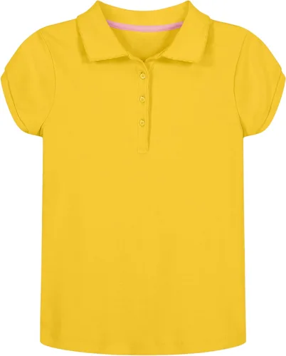 Vista 19 de Nautica Camisa polo de manga corta para uniforme escolar para niñas, cierre de botón, tela de piqué suave