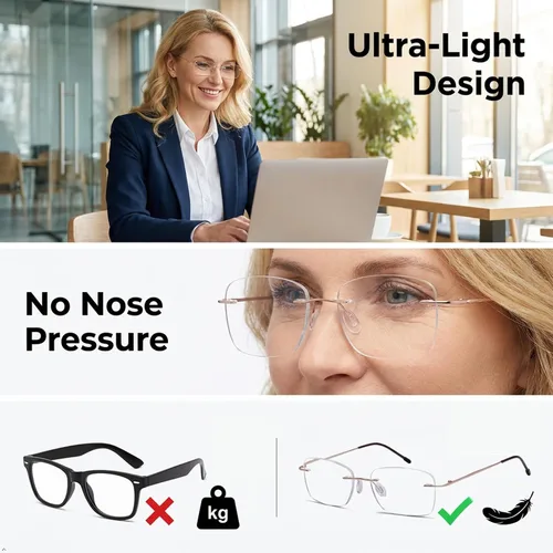 Vista 3 de Eyekepper Lentes de lectura sin marco para mujer, lectores ligeros sin montura para mujer