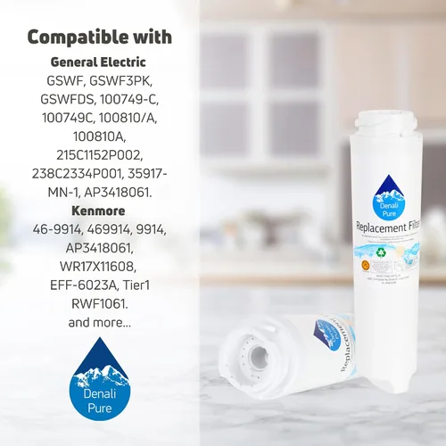 Vista 9 de Paquete de 3 filtros de agua de repuesto para refrigerador General Electric PFSS5NJWASS - Compatible con cartucho de filtro de agua de refrigerador