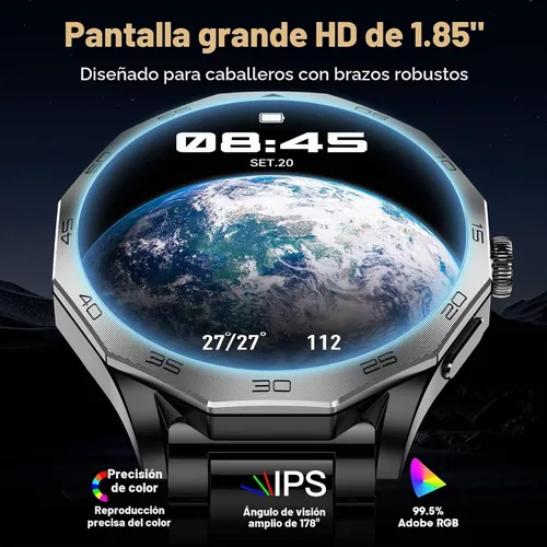 Vista 2 de Reloj inteligente militar para hombre, pantalla HD Ultra de 1.85 pulgadas, pantalla táctil, batería de 710 mAh, relojes inteligentes para Android