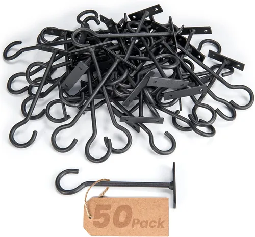 Vista 20 de Ganchos para plantas, paquete de 2 soportes de metal para colgar plantas de 6 pulgadas, gancho decorativo para comederos de pájaros, macetas, Negro