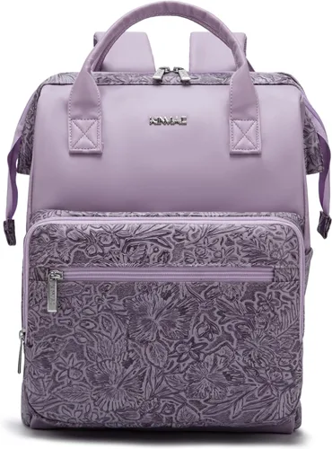 Vista 13 de Kinmac Mochila para laptop para mujeres y hombres, mochila de viaje de gran capacidad para computadora portátil de 15.6 pulgadas, Albaricoque