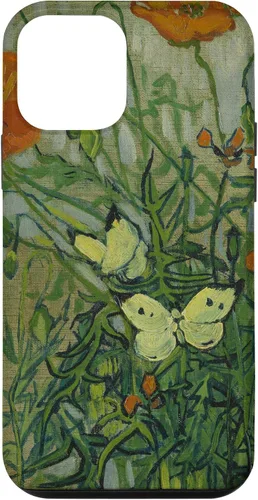 Vista 16 de Vincent Van Gogh - Carcasa para iPhone 17, diseño de mariposas y amapolas