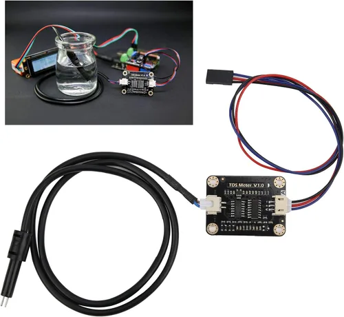 Vista 4 de Sensor de conductividad de agua, sensor hidropónico de agua doméstica con sonda impermeable para enseñanza de análisis de calidad líquida