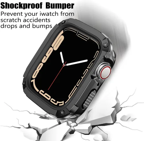 Vista 5 de BOTOMALL Parachoques de silicona suave con cubierta de policarbonato compatible con Apple Watch Case de 1.732 pulgadas, 1.772 pulgadas, Series 9, 8