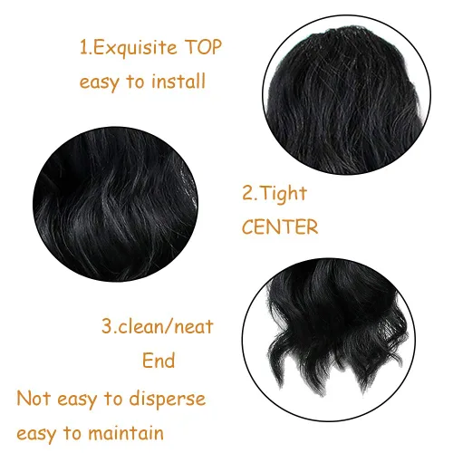 Vista 3 de KETHBE Extensión de pelo para cola de caballo de 24 pulgadas con onda corporal, sintética, resistente al calor, con cordón envolvente, rizada