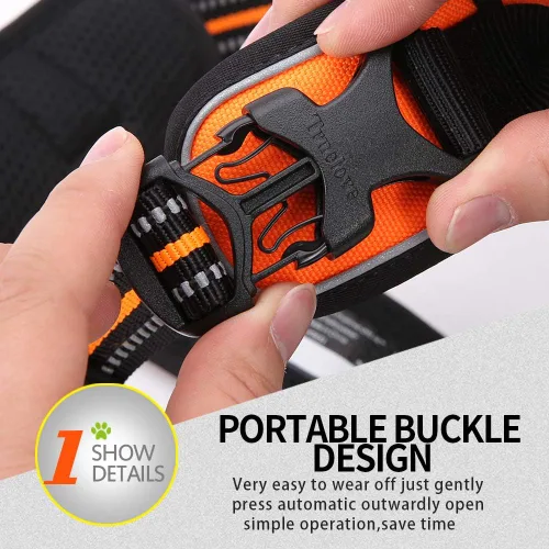 Vista 4 de JUXZH Truelove Arnés para perro sin tirones con mango de fácil control y 2 accesorios para correa, chaleco reflectante ajustable para mascotas