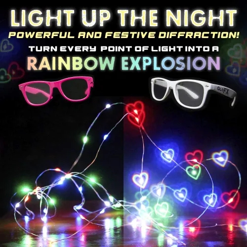 Vista 5 de Ultimate Diffraction Glasses - Efecto de corazón arcoíris 3D, gran accesorio para edm, concierto y rave