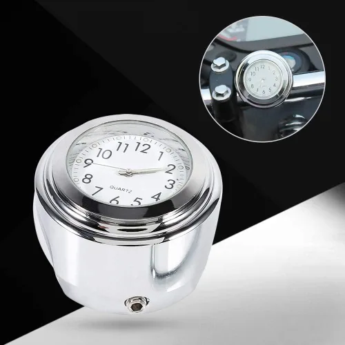 Vista 9 de Reloj de manillar de motocicleta Reloj de marcación de tiempo preciso blanco para montar por la noche