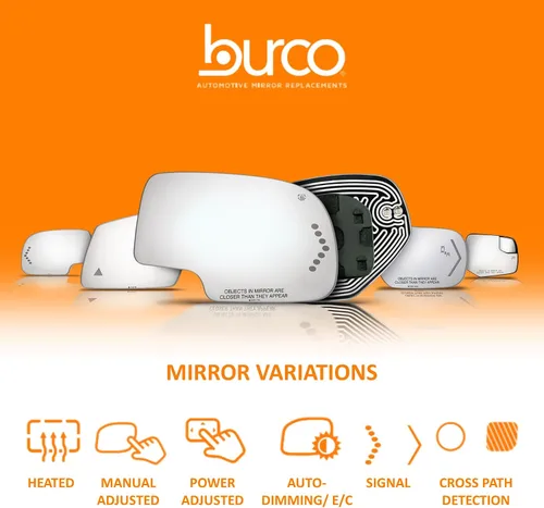 Vista 9 de Burco 4296 - Espejo de cristal plano sin calefacción, OEM # 51162755629, se adapta a Mini Cooper 2007-2015, Mini Cooper Countryman 2011, 2012, apto