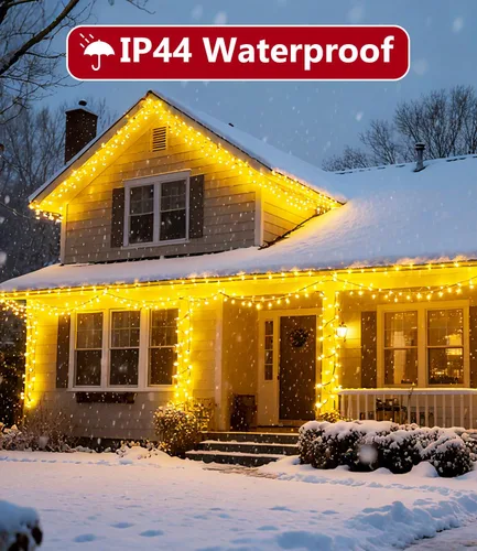 Vista 5 de Tira de luces de Navidad de 1000 LED de color blanco cálido de 49 pies para exteriores, con 8 modos, impermeable IP44, enchufable, para árbol