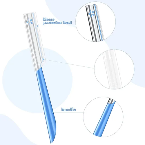 Vista 3 de Maquinilla de afeitar facial para mujer para depilación – Dermaplaning Tool Peach Fuzz Trimmer Womens Fino removedor de pelo cejas afeitadoras
