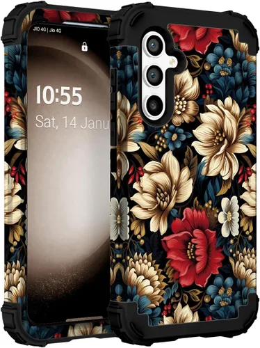 Vista 31 de Funda para Galaxy A14 5G Case, Patrón Floral 3 en 1 Protección Resistente de Servicio Pesado a Prueba de Golpes Parachoques de Goma de Silicona