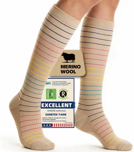 Vista 14 de Merino Wool Compression Socks for Women Men 15-20 mmHg for flying Bobina gris