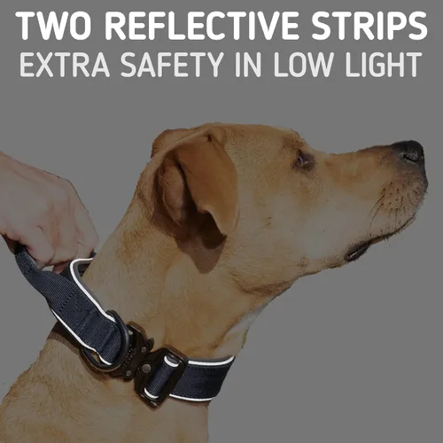 Vista 4 de Leash Boss Collar táctico para perro – Collar de perro con asa resistente ajustable militar K9 collar con hebilla de liberación rápida y asa