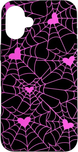 Vista 22 de Carcasa para iPhone 11 con diseño de telaraña, color rosa y negro