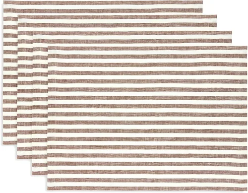 Vista 15 de Solino Home Amalfi - Manteles individuales a rayas, de 14 x 19 pulgadas, juego de 4 unidades, tela natural, lino europeo, 100 % lino puro, hechos a