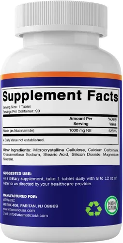 Vista 7 de Vitamatic Niacinamida 1000 mg 90 comprimidos - Vitamina B3 sin rubor - Apoya la producción de energía
