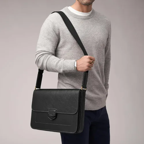 Vista 4 de Fossil Men's Lennox Leather Messenger Briefcase Work Laptop Bag for Men