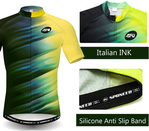 Vista 4 de sponeed - Jerséis de ciclismo para hombre, tops, camisas de ciclismo, manga corta, atuendo de ciclismo, chaqueta de ciclismo de cierre completo