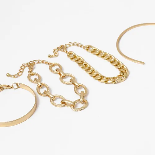 Vista 4 de Juego de pulseras de oro para mujer, delicadas, bohemias, apilables, de eslabones gruesos y gruesos, para hombres, Cristal Cobre, No es una piedra