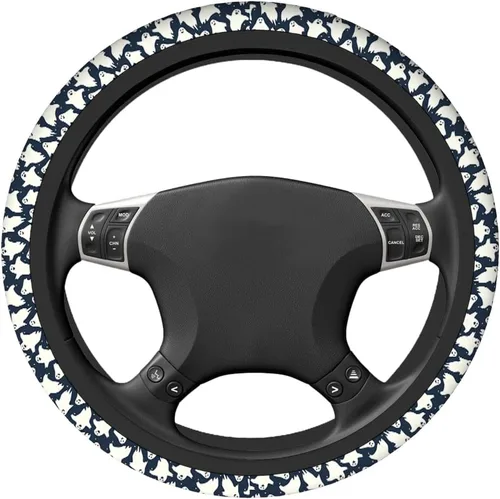 Vista 2 de Swono Fundas de volante de neopreno antideslizantes con diseño de fantasmas lindos y divertidos fantasmas bailarines de Halloween, agarre cómodo