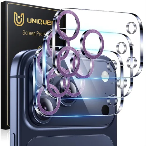 Vista 30 de UniqueMe para Paquete de 3 Protectores de Lente de Cámara para iPhone 15 Pro/iPhone 15 Pro Max, [Protección contra Caídas] [Compatible con Fundas]