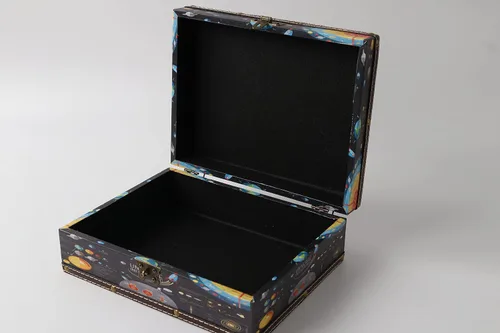 Vista 7 de WANLIAN Cofre de madera y cuero con tapa y cerradura - Caja decorativa de joyería y recuerdos para niños, adolescentes, para cumpleaños, bodas, día