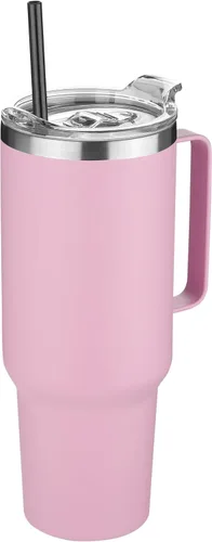 Vista 38 de Hasle Outfitters - Vaso de acero inoxidable de 40 onzas con asa, juego de vasos térmicos aislados al vacío, taza de viaje reutilizable de doble
