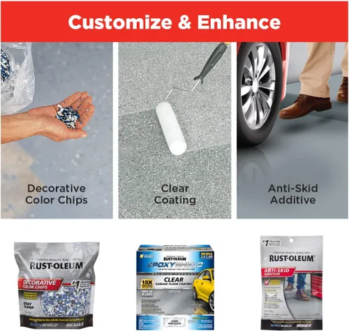 Vista 9 de Rust-Oleum 327081 EPOXYSHIELD - Kit de revestimiento de suelo de garaje, 1 coche, gris oscuro brillante