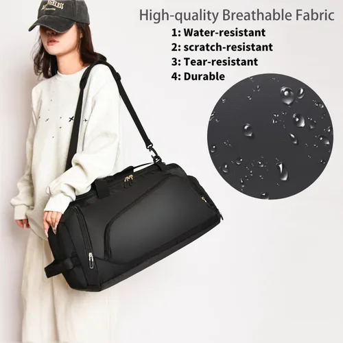 Vista 5 de Bolsa de gimnasio impermeable con compartimento para zapatos y humedad para hombresmujeres, bolsas deportivas para entrenamiento, fitness, viajes