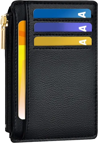 Vista 9 de Tipmile Tarjetero compacto para tarjetas de crédito con ventana de identificación para mujer, delgada y minimalista, bolsillo frontal, cartera