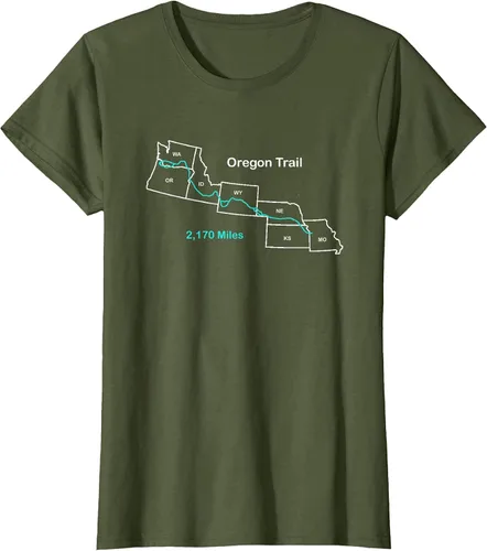 Vista 22 de Route Map of The Oregon National Historic Trail T-Shirt Asphalt Grey