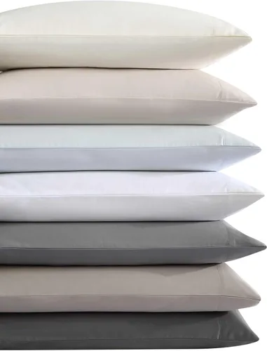 Vista 7 de Vera Wang - Juego de sábanas Queen, ropa de cama de lujo de algodón satinado, 800 hilos, juego de ropa de cama suave y lisa (Beige, Queen)