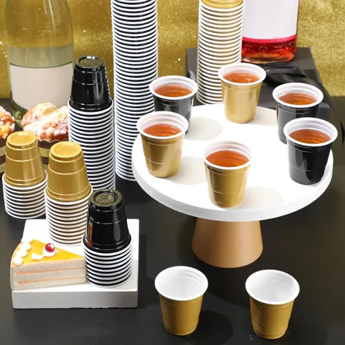 Vista 5 de Dandat Paquete de 200 vasos de plástico de 2 onzas, vasos de plástico desechables para barbacoa, fiesta de Navidad, degustaciones, muestras