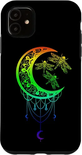 Vista 6 de Funda para iPhone 12 mini libélula, luna, diseño de mandala zen, yoga, chakras, budismo