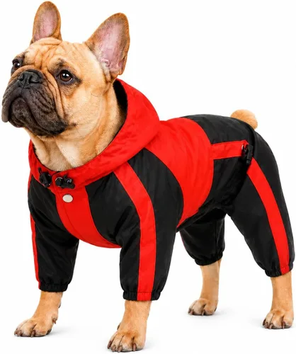 Vista 12 de Ropa para mascotas, abrigo impermeable de nailon para mascotas, chaqueta de lluvia adorable con capucha perfecta para razas de perros pequeños, Verde