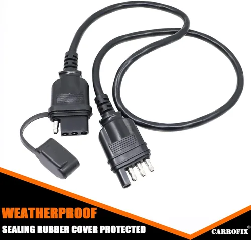 Vista 2 de Extensión plana de 4 vías de vehículo a remolque con cable de 32 pulgadas con cable de 4 pines conector de cableado de remolque