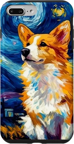 Vista 12 de Carcasa para iPhone 16 Welsh Corgi Dog Starry Night Van Gogh Welsh Corgi