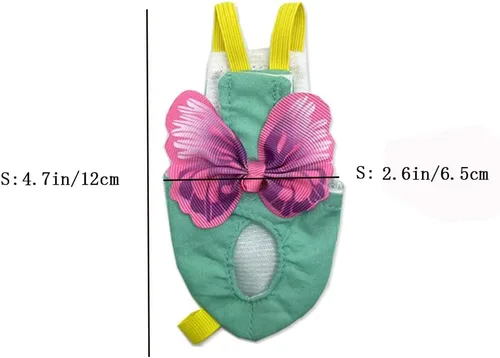 Vista 2 de Arnés de 2 piezas para pañales para pájaros con forro impermeable, ropa para pañales para pájaros con correa voladora, cuerda protectora para loros